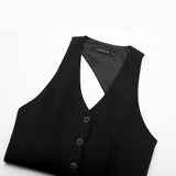 Spring Style Back Hollowed-Out Cut Buckle Vest