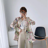 New Skinny Flower Printing Double-Breasted Suit Jacket In The Autumn Of