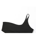Women Summer Trendy Tank Tops Solid Color One-Shoulder Sleeveless Slim Crop Tops for Ladies