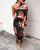 Independent Station Sexy And Popular Style Oblique Shoulder Single-Sleeved Dress For