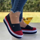 New Style Thick-Soled Medium-Heeled Loafers Women's Large-Size Shallow Mouth Low-Side Straw Woven Hemp Rope Sneakers Single
