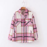 New Autumn Sanded Blouse Women's Lapel Single-Breasted Plaid