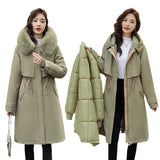 Detachable Long Draw Rope To Collect Waist Pie To Overcome Cotton-Padded Jacket 2023 New Korean Version Fashion Warm Down Cotton-Padded Clothes Female Tide-Outfit