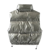 Metal Technology Fabric Fashion Down Cotton Vest In