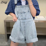 Women Summer Cozy Retro Sleeveless Denim Suspender with Pockets Buttons Korean Style Students Outfits Feminino