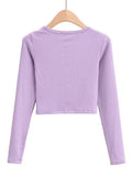 Rib Knit Long Sleeve Crop Top- Outfit