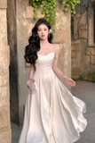 Satin Elegant Party Dresses for Women 2023 Summer Sexy V-Neck Birthday Vacation Clothes Diamond Chain Strap Midi