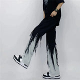 Grunge Fringed Straight Leg