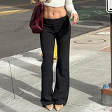 Zingj Wind Stripe Bump Color Micro La Casual Trousers Female Low Waist Slim Show Thin Straight