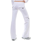 Elastic Waist Button Pocket Yoga