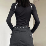 Zingj Line Sense Letter Embroidered Zipper Long Sleeve T-Shirt New Street Shoulder Sleeve Slim Cardigan