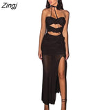 Sexy Strapless Flower Mesh Women Dress Black Hollow Out Ruched Maxi Dress Autumn Woman 2022 Elegant Party Club