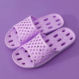Men Slippers New Hollow Bathing Soft Slippers Non-Slip Bathroom Platform Women Slipper Mute PVC Flip Flops Zapatos