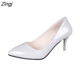 New Fashion High Heels Women Pumps Thin Heel Classic White Red Nede Beige Sexy Prom Wedding Shoes Blue Red