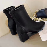 Zingj Boots 2024 New Women's Boots Winter Head Back Zipper Short Boots Women's Thick Heels Children's