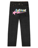 Jeans Badfriend Letter Printed Pants Hip-Hop Baggy Jeans Original Old-Fashioned Punk Street