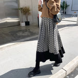 Zingj Knitted Skirt Korean Version High Waist Spliced A-Shaped Skirt With Sweater Medium-Length Bottomed Woolen