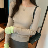 Version Of Chic Round Neck, Coloured Sleeves, Knitted Sweater, Autumn And Winter, A New Slim, Thin, Underwear