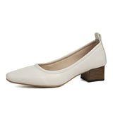 Zingj Spring And Summer New Style Small Heels Simple Ladylike Soft Leather Non-Sharpening Tiptoe Single Shoes Short