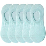 pieces = 5 pairs Women Invisible Solid Color Socks Slippers Ladies Polyester Cotton Non-slip Silicone Ankle Socks