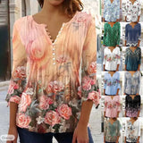 Wear Floral Printed V-neck Sleeve Pleated
