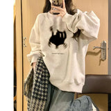 Black Cat Print Pullover Oversized SweatshirtOutfit