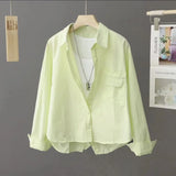 Design Behind The Fashion Open Short Loose Long-Sleeved Shirt Shirt Casual 2025 Coat Spring