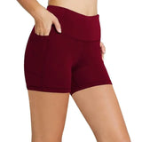 Yoga Pants Pocket High Waist Elasticity Pure Color Breathable Exercise Running Training Fitness