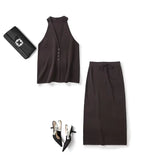 V-Neck Cardigan Knitted Vest 05744686716 Rope Knitted Straight Skirt 05306686716