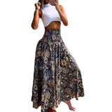 Zingj Women's Bohemian Print Tight Waist Long Skirt