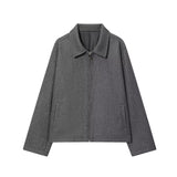 Autumn Fashion Three-Color Solid Color Zipper Hair Coat Women's Clothing