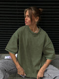 Zingj Old Short-Sleeved T-Shirts 2024 Summer Relaxation Casual Round Collar Wash Hair Short-Sleeved