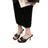 Zingj Summer 2024 Niche Premium Sandals With One-Line Sequined High-Heeled Sandals For Women's