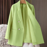 Zingj New Blazer Female Metal Button British Wind Casual Versatile Green Red Small Suit