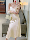 Women Party Dress Plus Size S-5XL Double Layer fabric High Quality Summer Spaghetti Satin Long Woman Dress Soft