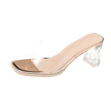 Red Transparent Sandals Sandals Sand Slippers Women Wear Fashion 2025 New Summer Coarse High Heels Crystal In