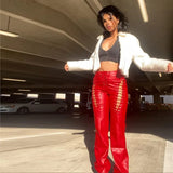 Fashion High Waist Straight Ankle Tied Slim