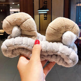 New OMG Letter Coral Fleece Wash Face Bow Hairbands For Women Girls Headbands Headwear Hair Bands Turban Hair