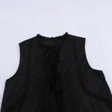Spring New Bow Trim With Sleeveless Embroidered Top