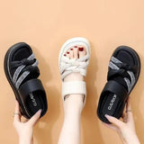 Zingj Sandals With Thick Soles Ladies Wear The New Fashionable Slopes And Diamond Slippers In The Spring And Summer Of