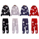 Trend Sports Shirt Hip-Hop Wood Cotton Printing Suit High Street Loose Hooded