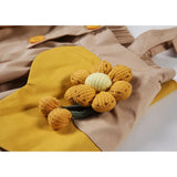Khaki Strap Half Body Skirt Pocket Flowers Elastic High Waist Casual Fashion Baggy Ruffle Short Skirt Ladies