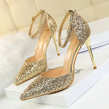 Zingj Thin With High With Shallow Mouth Pointed Hollow Sequins Sexy Nightclub Show Thin A