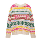 Colorful Jacquard Knitted Sweater- Outfit