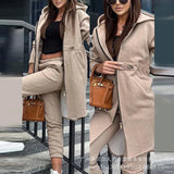 Zingj New 2023 Women's Hooded Coat Pants 2-Piece