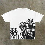 Street Printed Large T-Shirt Gothic 2024 Graphics T-Shirt Y2k Blouse Armed Gothic Men's Short