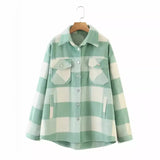 New Autumn Sanded Blouse Women's Lapel Single-Breasted Plaid