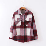New Autumn Sanded Blouse Women's Lapel Single-Breasted Plaid