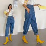 Waist Jeans Women Harem Pants Korean Style Outfits Casual High Street Denim Trousers Pantalon Femme Vintage