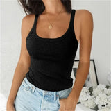 Sleeveless Spaghetti Vest Quality Knitted Camis U-neck Tank Tops Casual Solid Color Basic Camisole For Female Plus